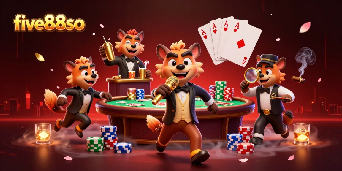 Experience the lively atmosphere of five88so's casino with hyenas at the helm of entertainment.