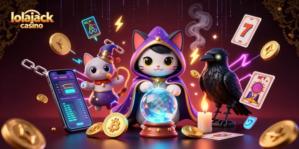 Experience the thrill of gaming at lolajack casino with mystical characters and vivid cash elements.