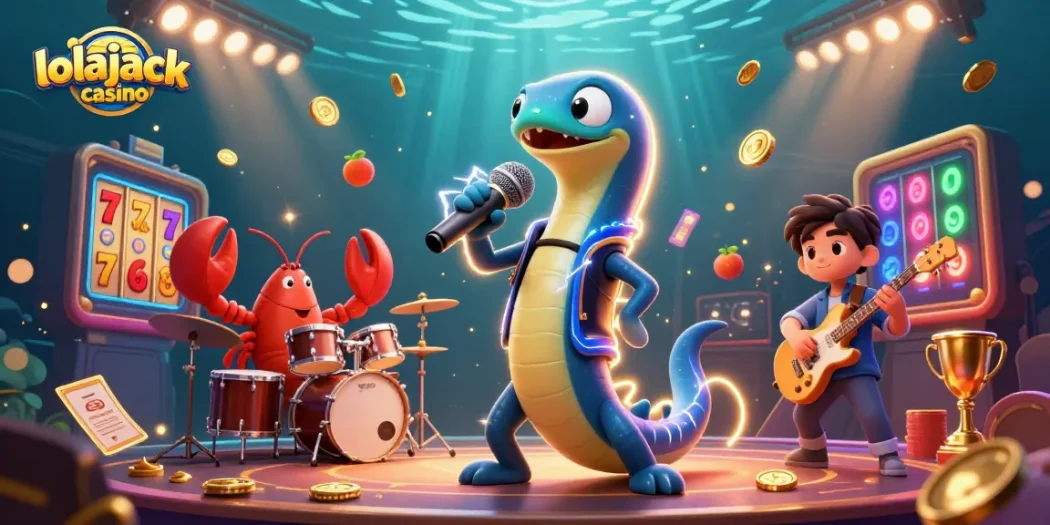 Experience the thrill of lolajack casino with vibrant underwater characters and dynamic slot Game elements.